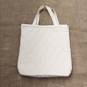 Quilted Beige Tote Bag 100% Cotton